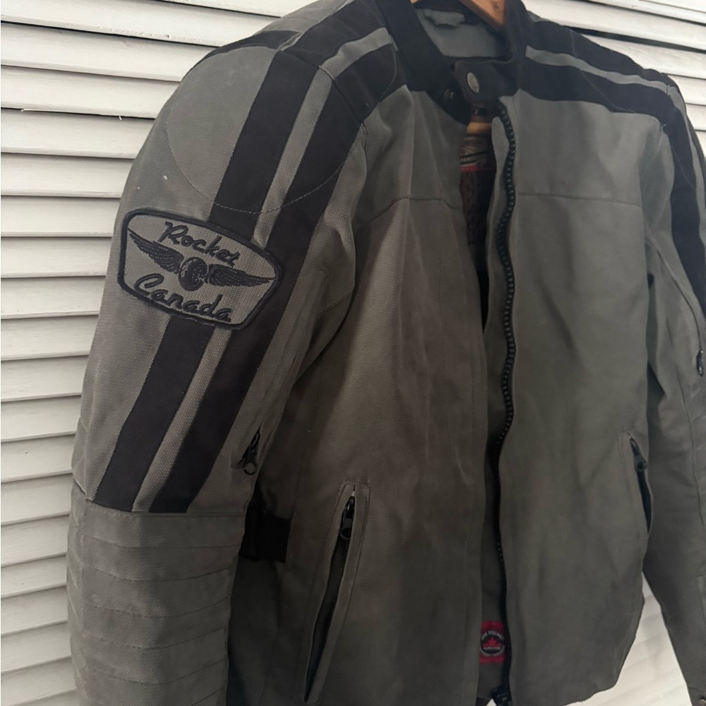 Joe Rocket motorcycle Gray and Black Bomber Jacket with padding